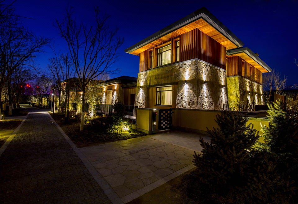 Private villa at night