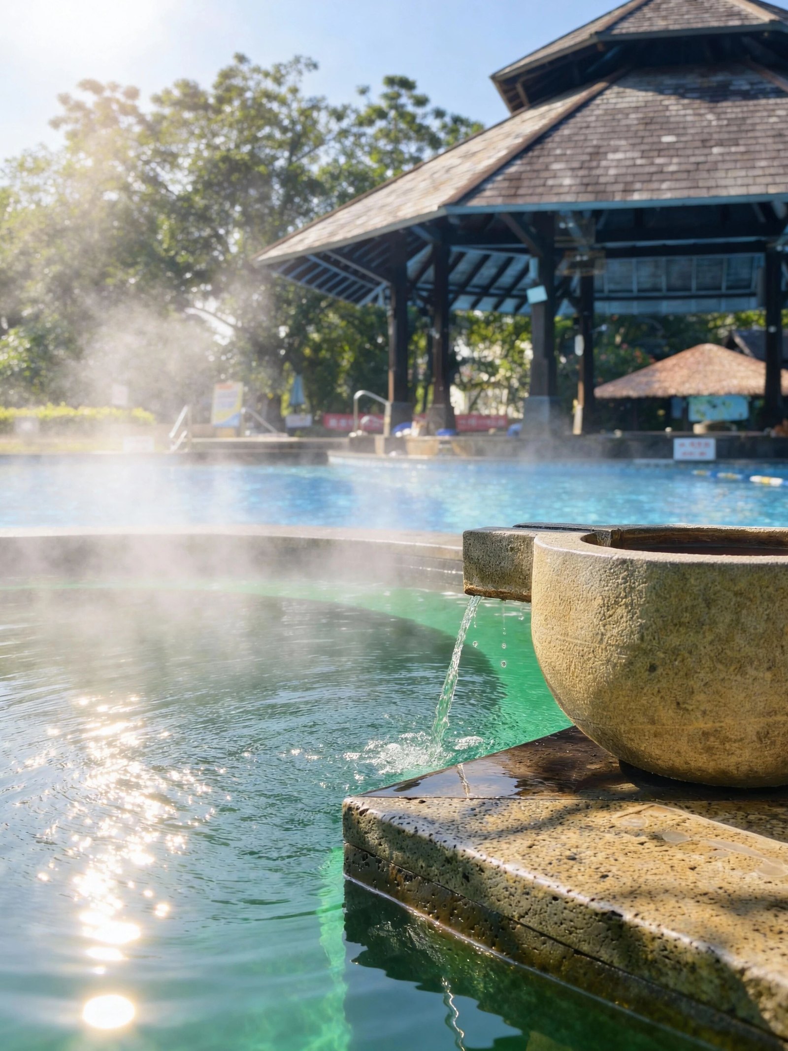 Open-air pool with pavilion