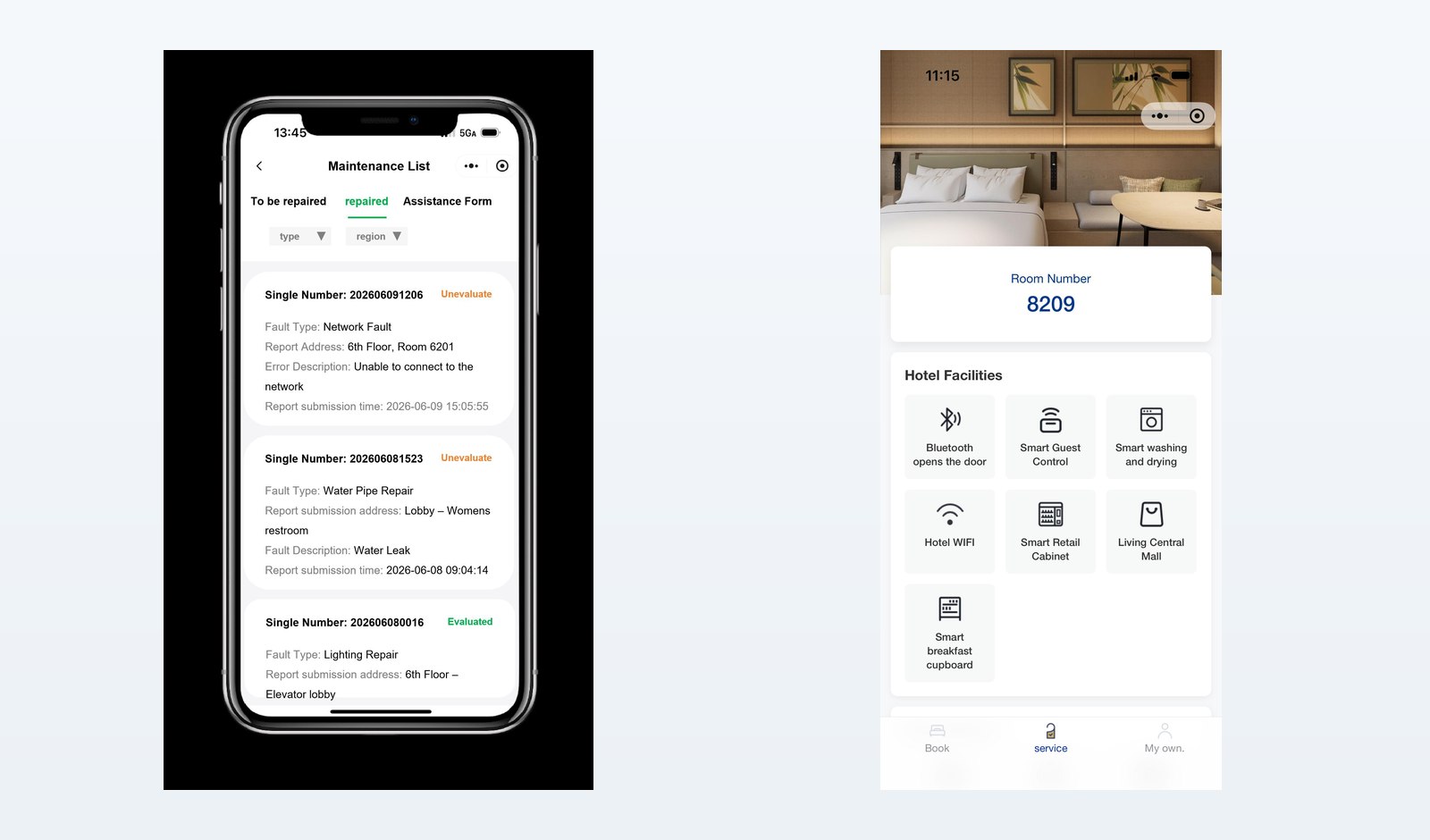 Mobile ordering and room-service app